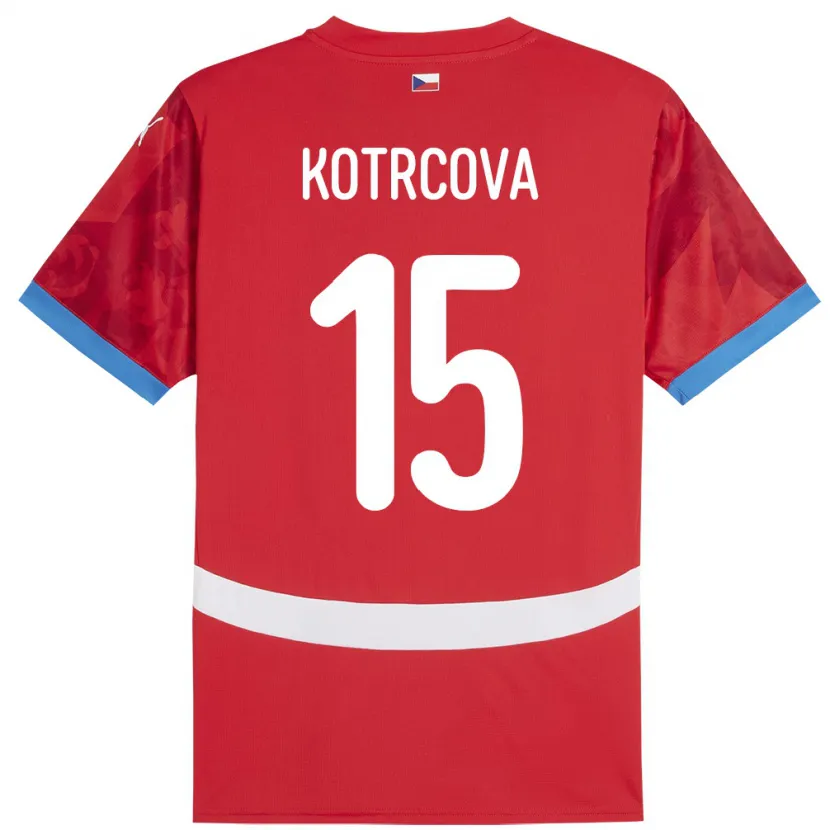 Danxen Niño Camiseta Chequia Kateřina Kotrčová #15 Rojo 1ª Equipación 24-26 La Camisa México