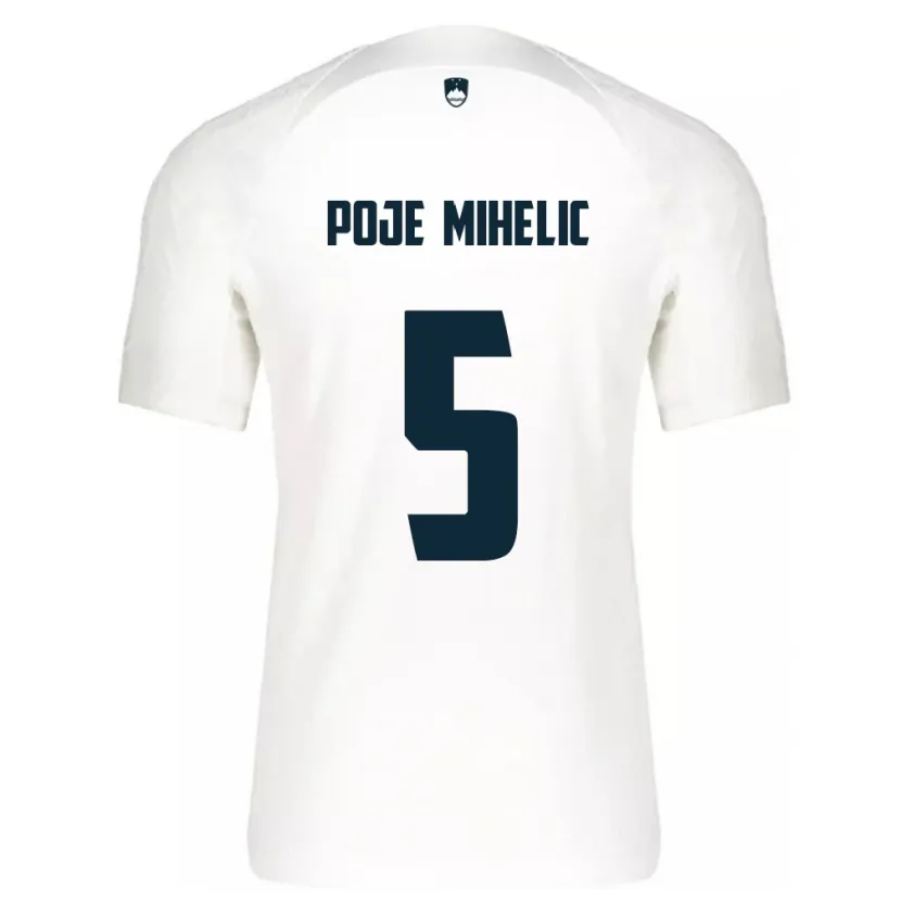 Danxen Niño Camiseta Eslovenia Naja Poje Mihelič #5 Blanco 1ª Equipación 24-26 La Camisa México