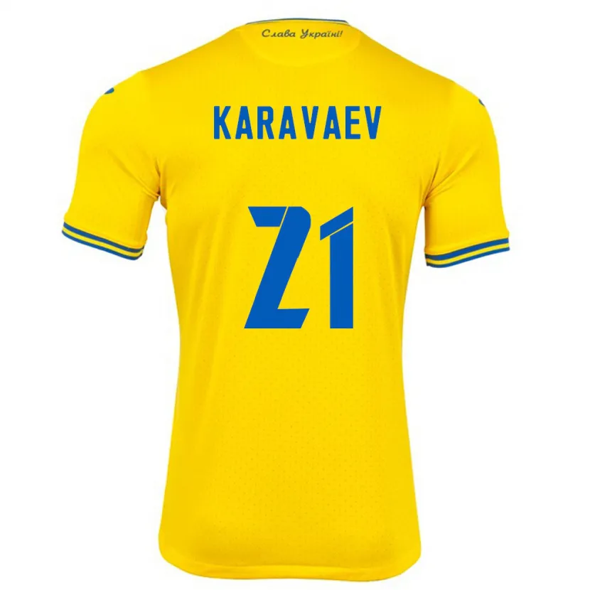 Danxen Niño Camiseta Ucrania Oleksandr Karavaev #21 Amarillo 1ª Equipación 24-26 La Camisa México