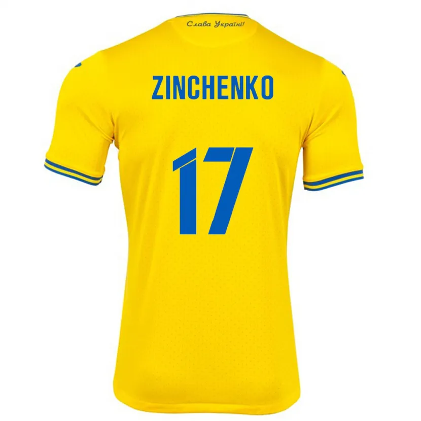 Danxen Niño Camiseta Ucrania Oleksandr Zinchenko #17 Amarillo 1ª Equipación 24-26 La Camisa México