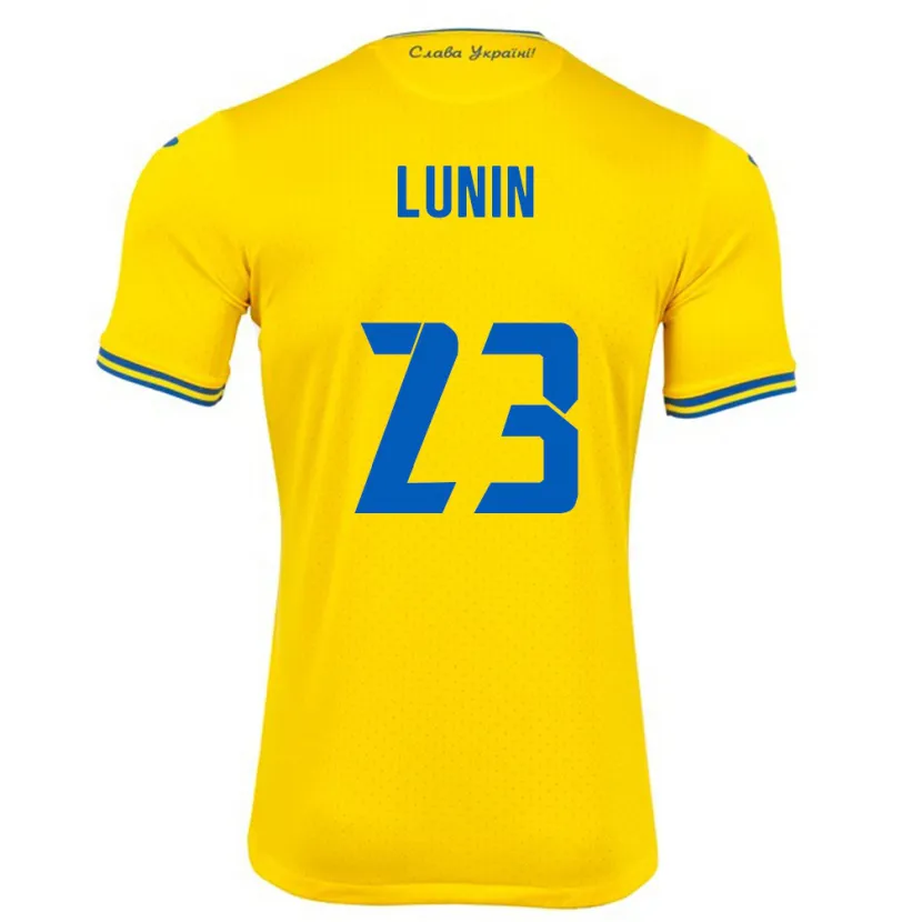 Danxen Niño Camiseta Ucrania Andriy Lunin #23 Amarillo 1ª Equipación 24-26 La Camisa México