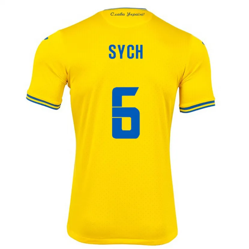 Danxen Niño Camiseta Ucrania Oleksiy Sych #6 Amarillo 1ª Equipación 24-26 La Camisa México