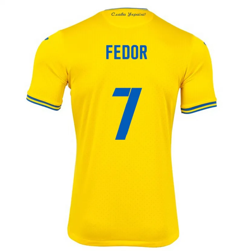 Danxen Niño Camiseta Ucrania Oleg Fedor #7 Amarillo 1ª Equipación 24-26 La Camisa México