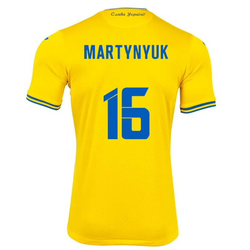 Danxen Niño Camiseta Ucrania Oleksandr Martynyuk #16 Amarillo 1ª Equipación 24-26 La Camisa México