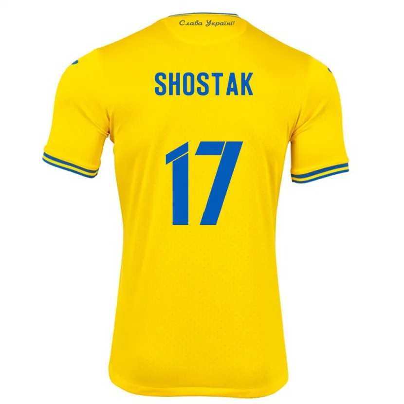 Danxen Niño Camiseta Ucrania Denys Shostak #17 Amarillo 1ª Equipación 24-26 La Camisa México