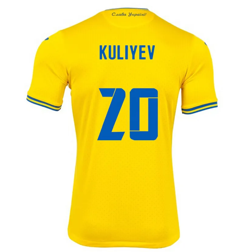 Danxen Niño Camiseta Ucrania Eldar Kuliyev #20 Amarillo 1ª Equipación 24-26 La Camisa México