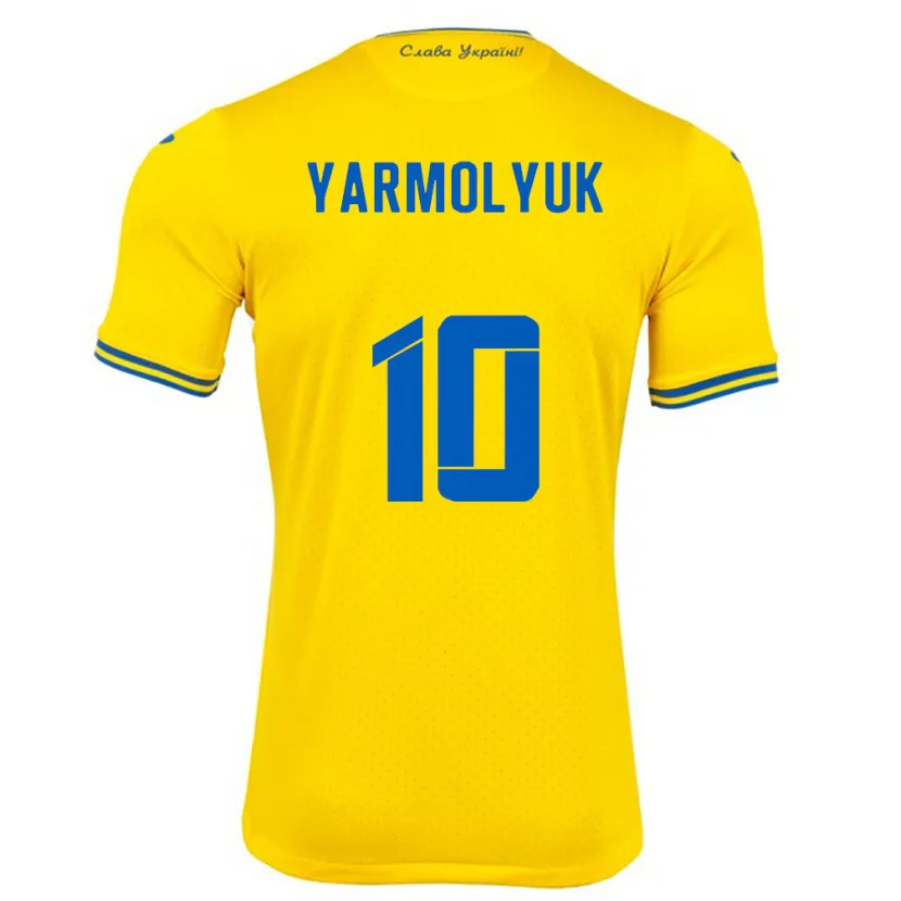 Danxen Niño Camiseta Ucrania Yegor Yarmolyuk #10 Amarillo 1ª Equipación 24-26 La Camisa México