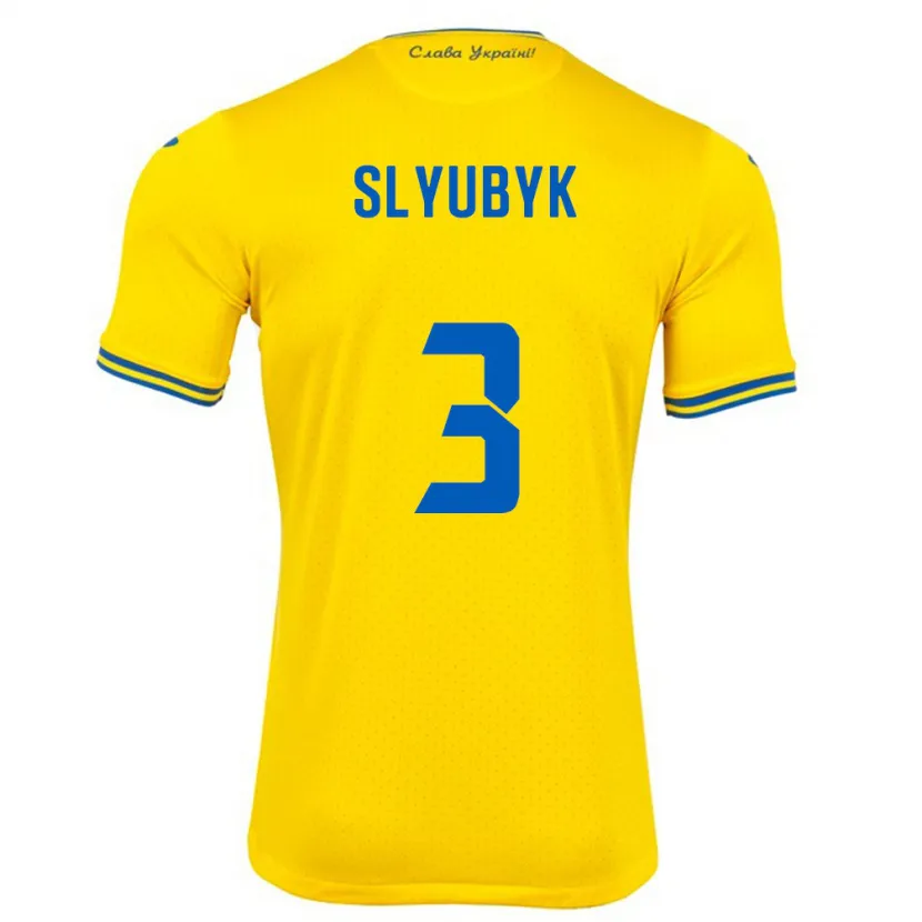 Danxen Niño Camiseta Ucrania Bogdan Slyubyk #3 Amarillo 1ª Equipación 24-26 La Camisa México