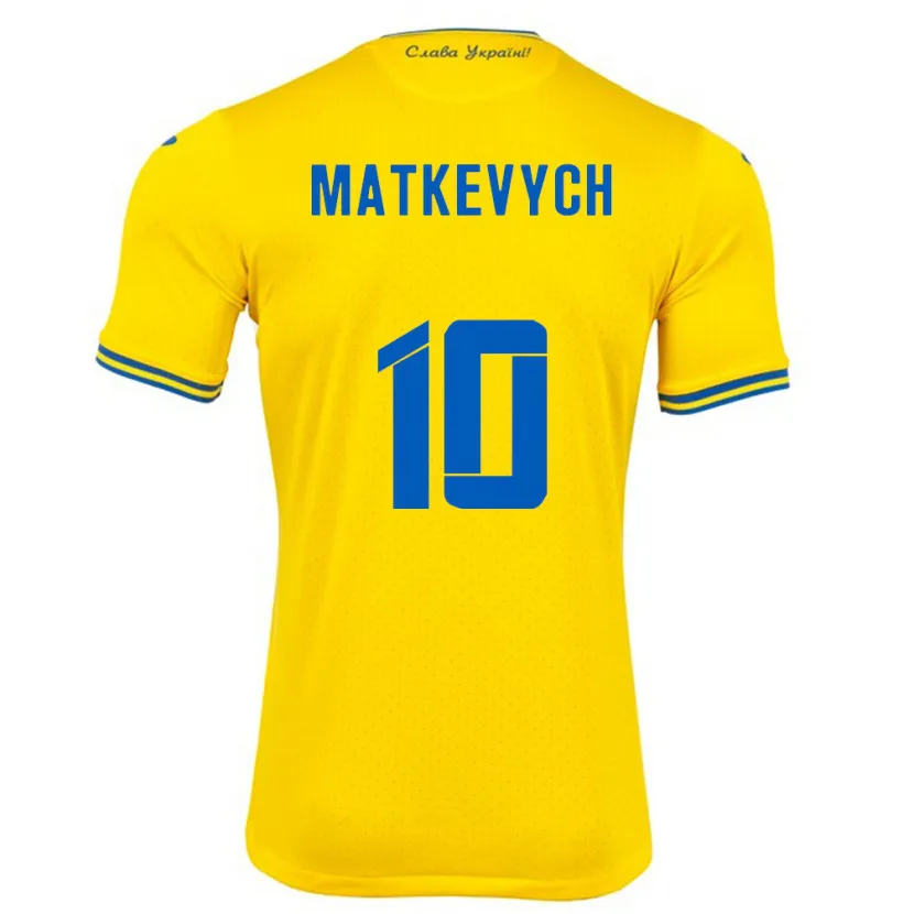 Danxen Niño Camiseta Ucrania Andriy Matkevych #10 Amarillo 1ª Equipación 24-26 La Camisa México