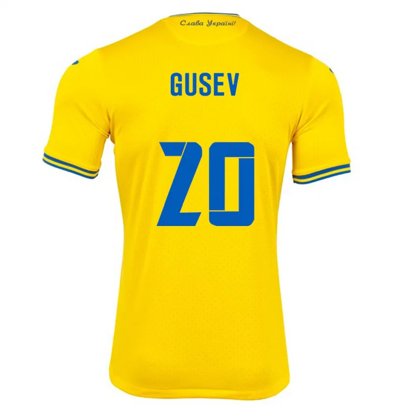 Danxen Niño Camiseta Ucrania Oleksiy Gusev #20 Amarillo 1ª Equipación 24-26 La Camisa México