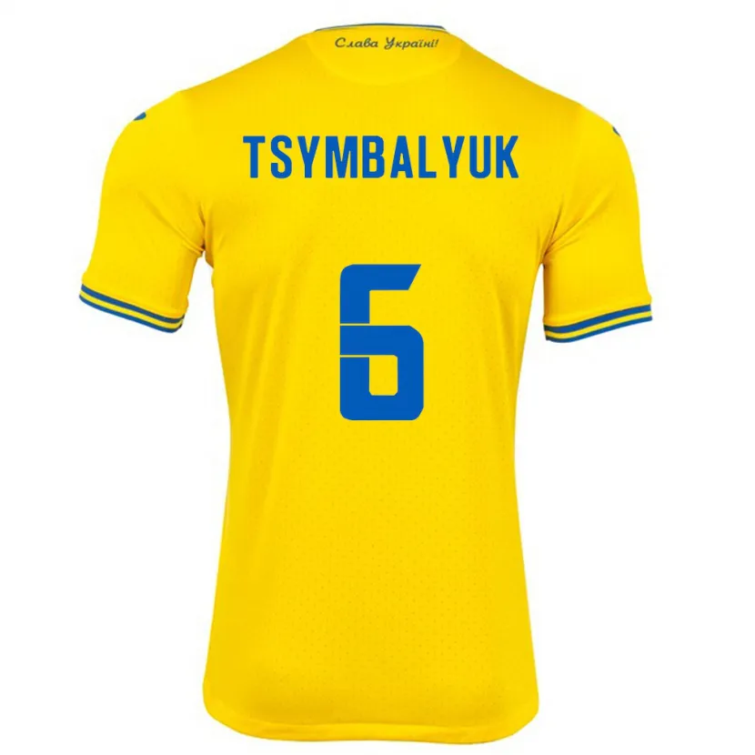 Danxen Niño Camiseta Ucrania Maksym Tsymbalyuk #6 Amarillo 1ª Equipación 24-26 La Camisa México