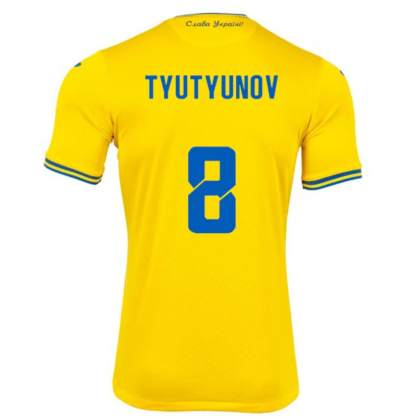 Danxen Niño Camiseta Ucrania Vladyslav Tyutyunov #8 Amarillo 1ª Equipación 24-26 La Camisa México