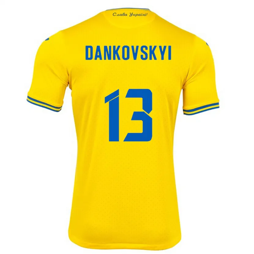 Danxen Niño Camiseta Ucrania Yegor Dankovskyi #13 Amarillo 1ª Equipación 24-26 La Camisa México