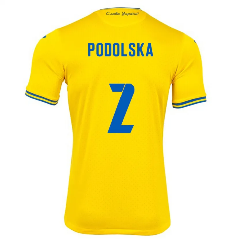Danxen Niño Camiseta Ucrania Iryna Podolska #2 Amarillo 1ª Equipación 24-26 La Camisa México