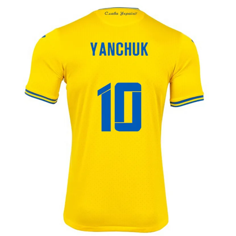 Danxen Niño Camiseta Ucrania Polina Yanchuk #10 Amarillo 1ª Equipación 24-26 La Camisa México