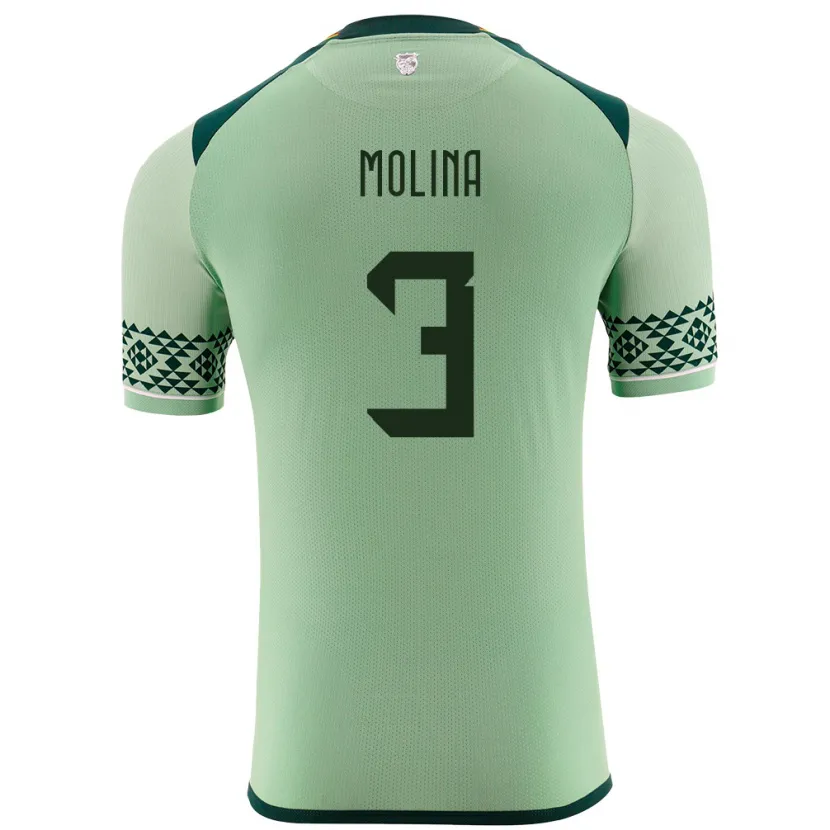 Danxen Niño Camiseta Bolivia Iván Molina #3 Verde Claro 1ª Equipación 24-26 La Camisa México