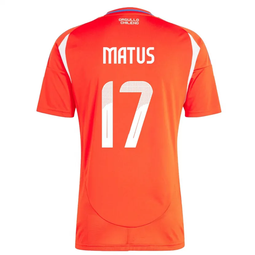 Danxen Niño Camiseta Chile Esteban Matus #17 Rojo 1ª Equipación 24-26 La Camisa México