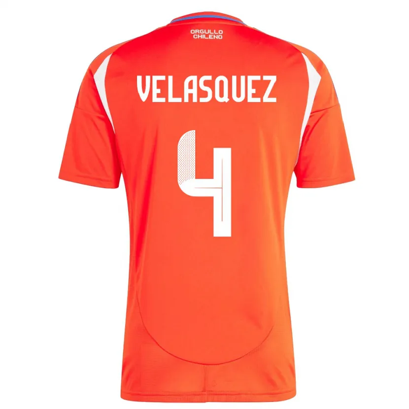 Danxen Niño Camiseta Chile Lucas Velásquez #4 Rojo 1ª Equipación 24-26 La Camisa México