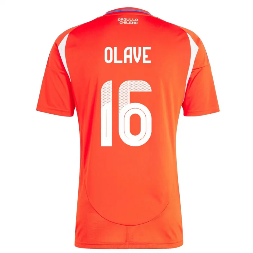 Danxen Niño Camiseta Chile Isidora Olave #16 Rojo 1ª Equipación 24-26 La Camisa México