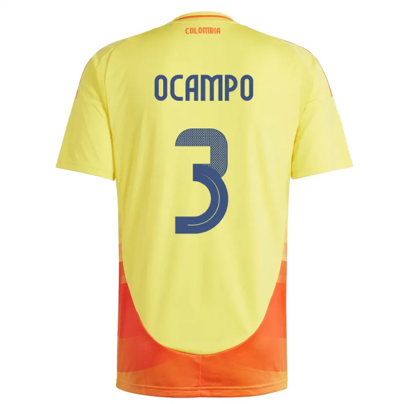Danxen Niño Camiseta Colombia Édier Ocampo #3 Amarillo 1ª Equipación 24-26 La Camisa México