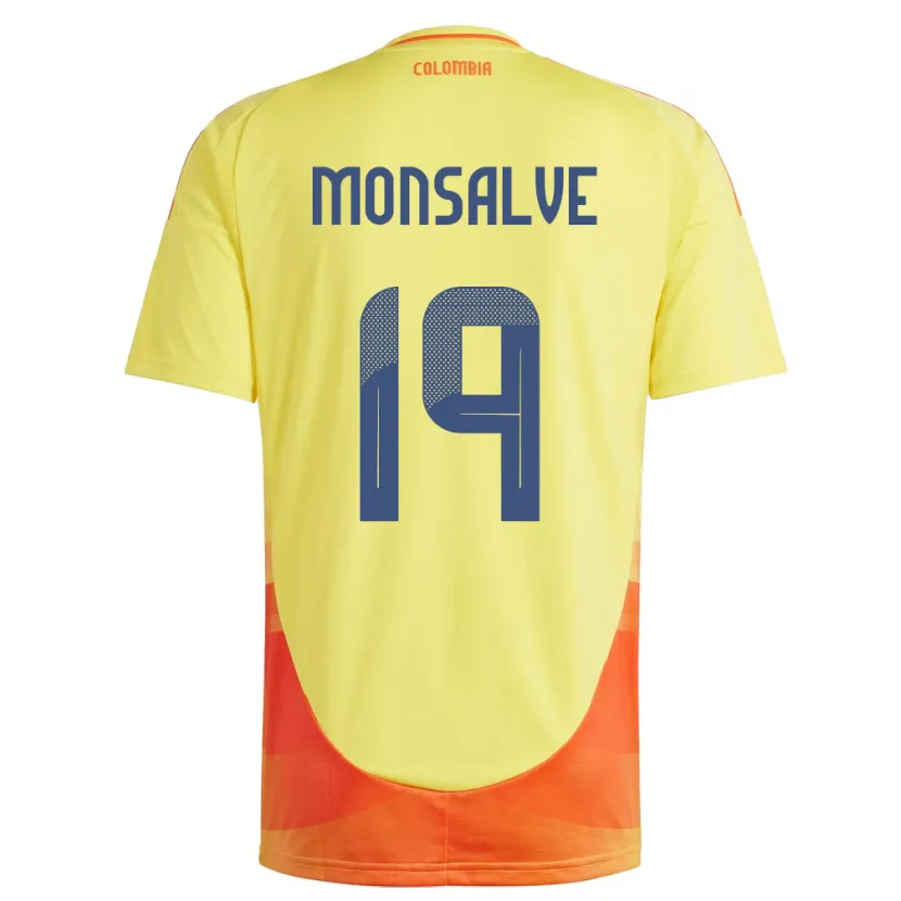 Danxen Niño Camiseta Colombia Miguel Monsalve #19 Amarillo 1ª Equipación 24-26 La Camisa México
