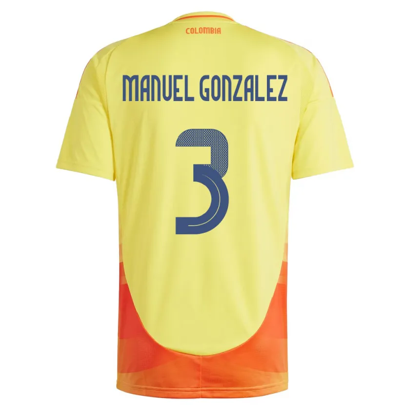 Danxen Niño Camiseta Colombia Carlos Manuel González #3 Amarillo 1ª Equipación 24-26 La Camisa México