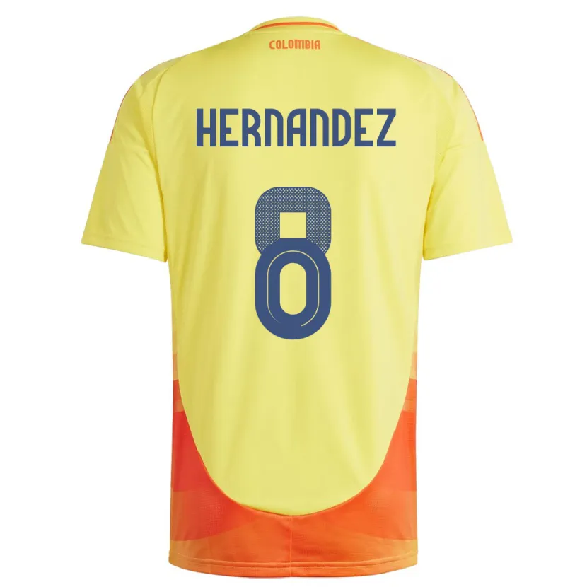 Danxen Niño Camiseta Colombia Natalia Hernández #8 Amarillo 1ª Equipación 24-26 La Camisa México