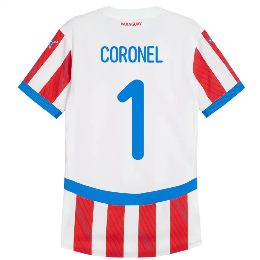 Danxen Niño Camiseta Paraguay Carlos Coronel #1 Blanco Rojo 1ª Equipación 24-26 La Camisa México