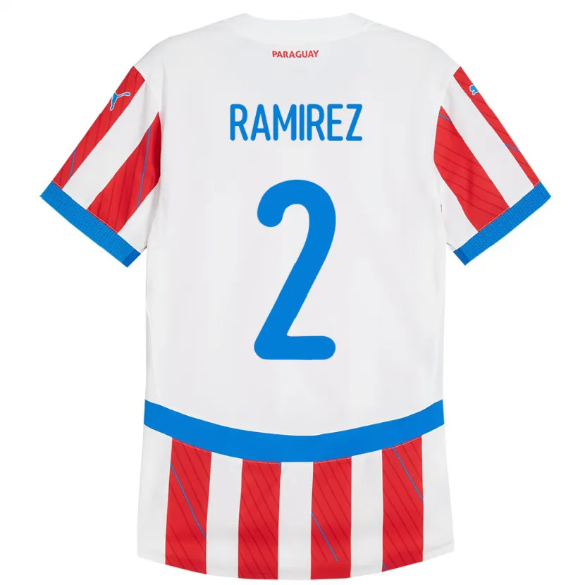 Danxen Niño Camiseta Paraguay Iván Ramírez #2 Blanco Rojo 1ª Equipación 24-26 La Camisa México