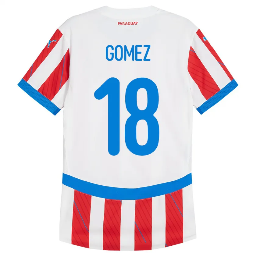 Danxen Niño Camiseta Paraguay Diego Gómez #18 Blanco Rojo 1ª Equipación 24-26 La Camisa México