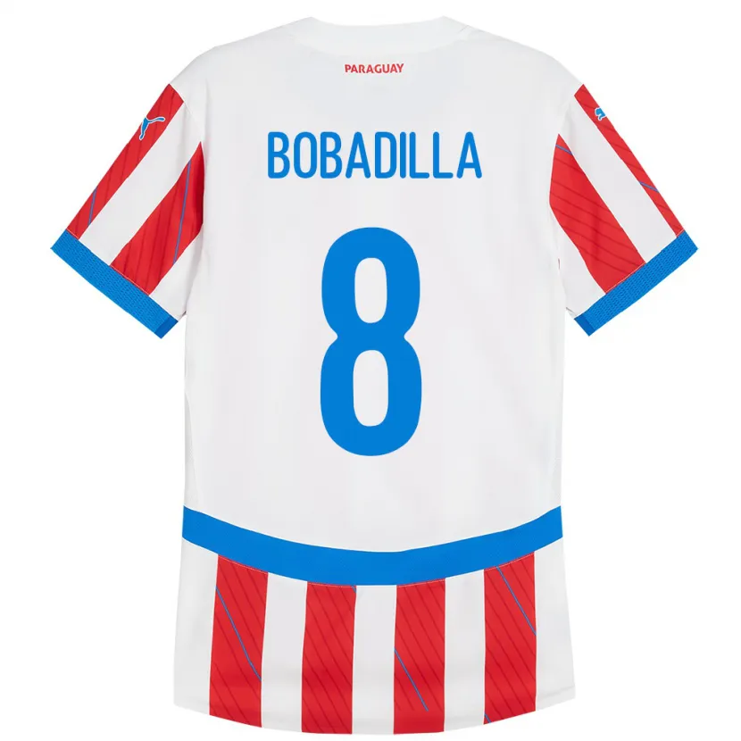 Danxen Niño Camiseta Paraguay Damián Bobadilla #8 Blanco Rojo 1ª Equipación 24-26 La Camisa México