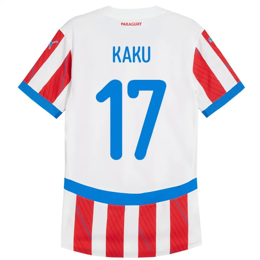 Danxen Niño Camiseta Paraguay Kaku #17 Blanco Rojo 1ª Equipación 24-26 La Camisa México