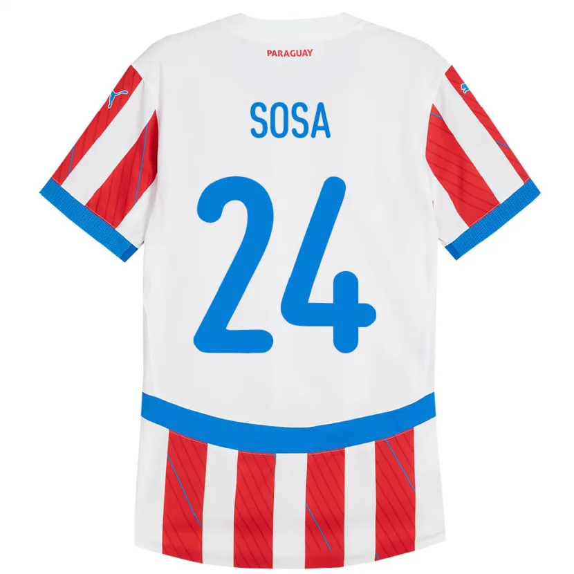 Danxen Niño Camiseta Paraguay Ramón Sosa #24 Blanco Rojo 1ª Equipación 24-26 La Camisa México