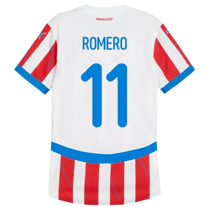 Danxen Niño Camiseta Paraguay Ángel Romero #11 Blanco Rojo 1ª Equipación 24-26 La Camisa México