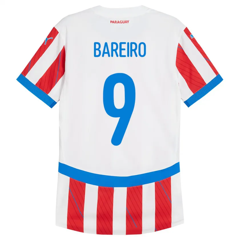 Danxen Niño Camiseta Paraguay Adam Bareiro #9 Blanco Rojo 1ª Equipación 24-26 La Camisa México