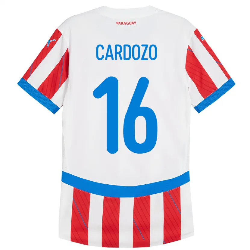 Danxen Niño Camiseta Paraguay Juan Cardozo #16 Blanco Rojo 1ª Equipación 24-26 La Camisa México