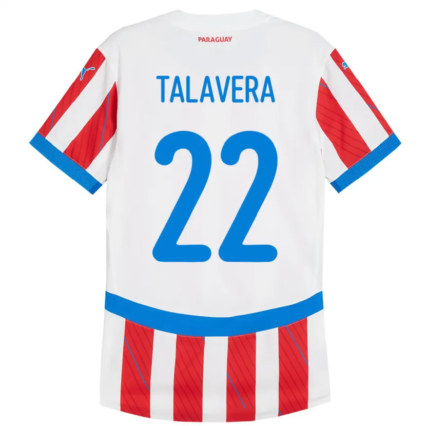 Danxen Niño Camiseta Paraguay Javier Talavera #22 Blanco Rojo 1ª Equipación 24-26 La Camisa México
