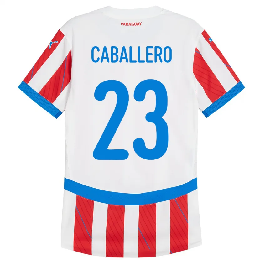 Danxen Niño Camiseta Paraguay Tiago Caballero #23 Blanco Rojo 1ª Equipación 24-26 La Camisa México