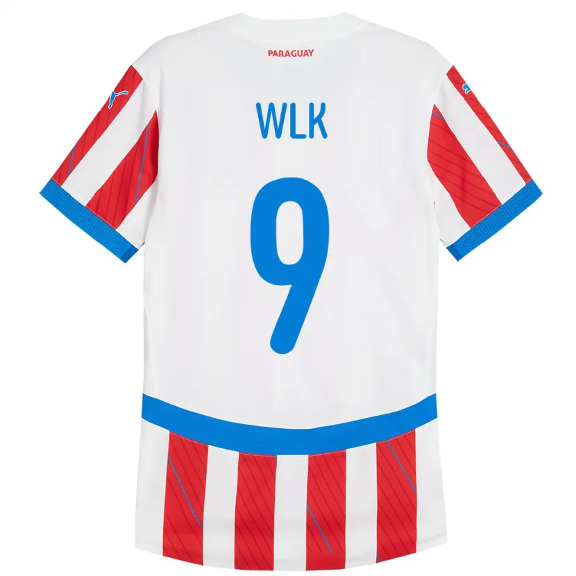 Danxen Niño Camiseta Paraguay Allan Wlk #9 Blanco Rojo 1ª Equipación 24-26 La Camisa México