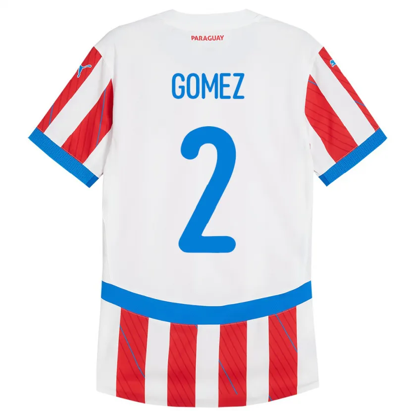 Danxen Niño Camiseta Paraguay Rodrigo Gómez #2 Blanco Rojo 1ª Equipación 24-26 La Camisa México