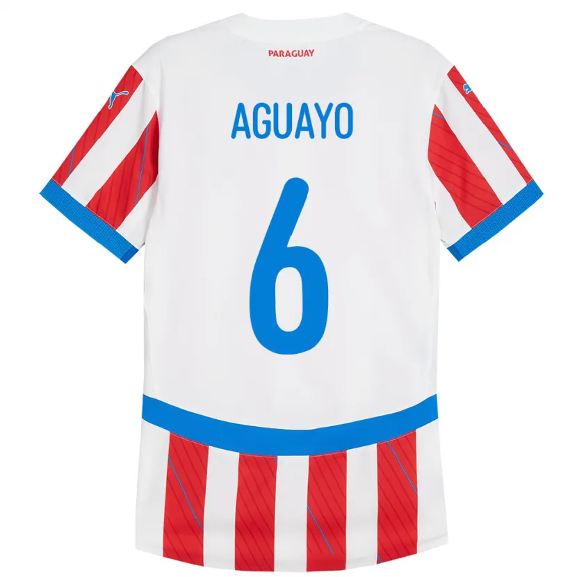 Danxen Niño Camiseta Paraguay Ángel Aguayo #6 Blanco Rojo 1ª Equipación 24-26 La Camisa México