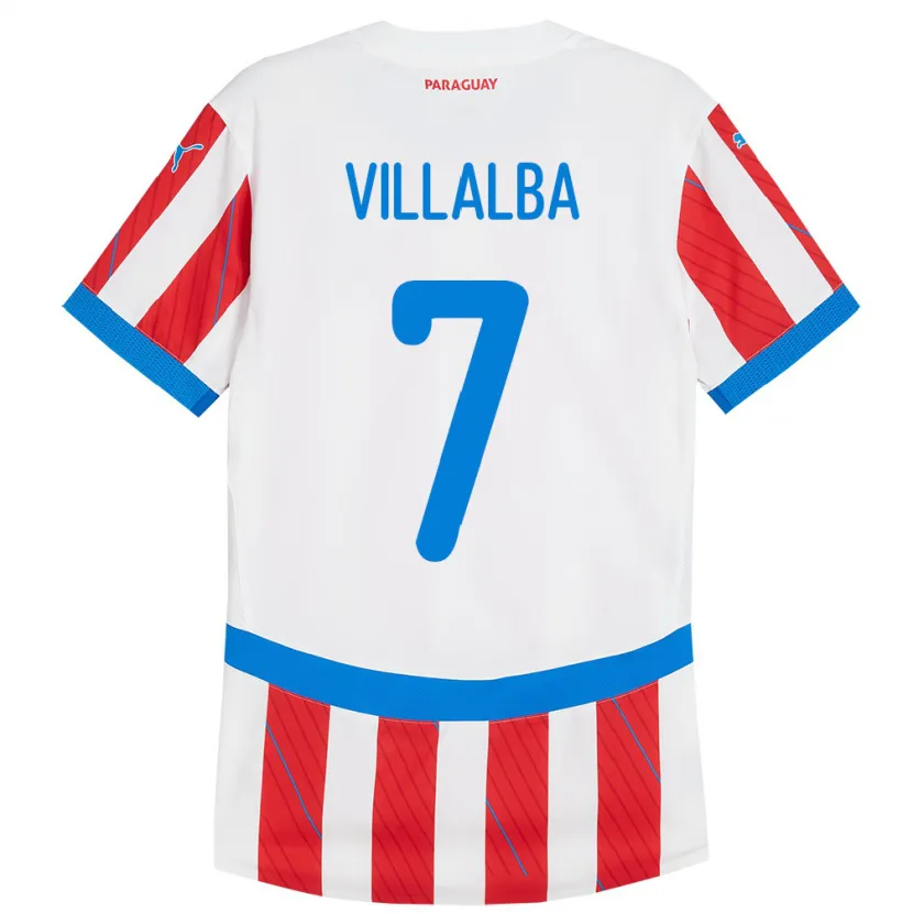 Danxen Niño Camiseta Paraguay Rodrigo Villalba #7 Blanco Rojo 1ª Equipación 24-26 La Camisa México