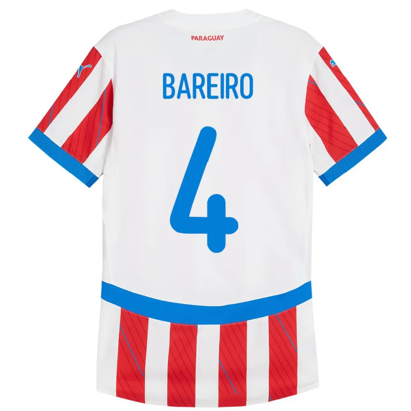 Danxen Niño Camiseta Paraguay Daysy Bareiro #4 Blanco Rojo 1ª Equipación 24-26 La Camisa México