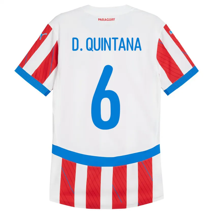 Danxen Niño Camiseta Paraguay Dulce Quintana #6 Blanco Rojo 1ª Equipación 24-26 La Camisa México