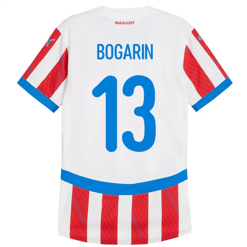 Danxen Niño Camiseta Paraguay Dahiana Bogarín #13 Blanco Rojo 1ª Equipación 24-26 La Camisa México