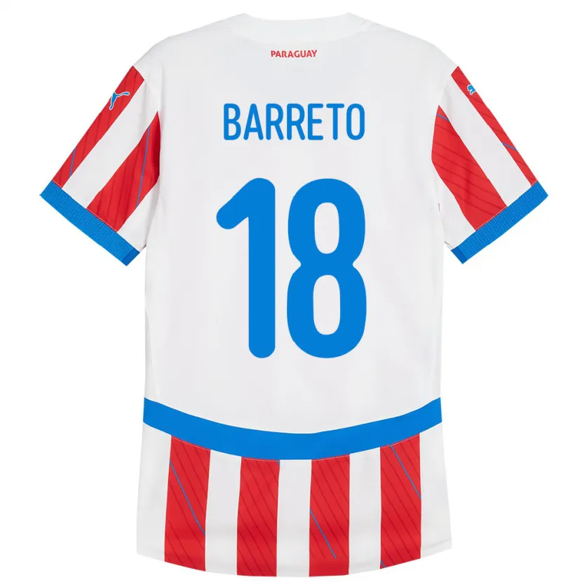 Danxen Niño Camiseta Paraguay Liz Barreto #18 Blanco Rojo 1ª Equipación 24-26 La Camisa México