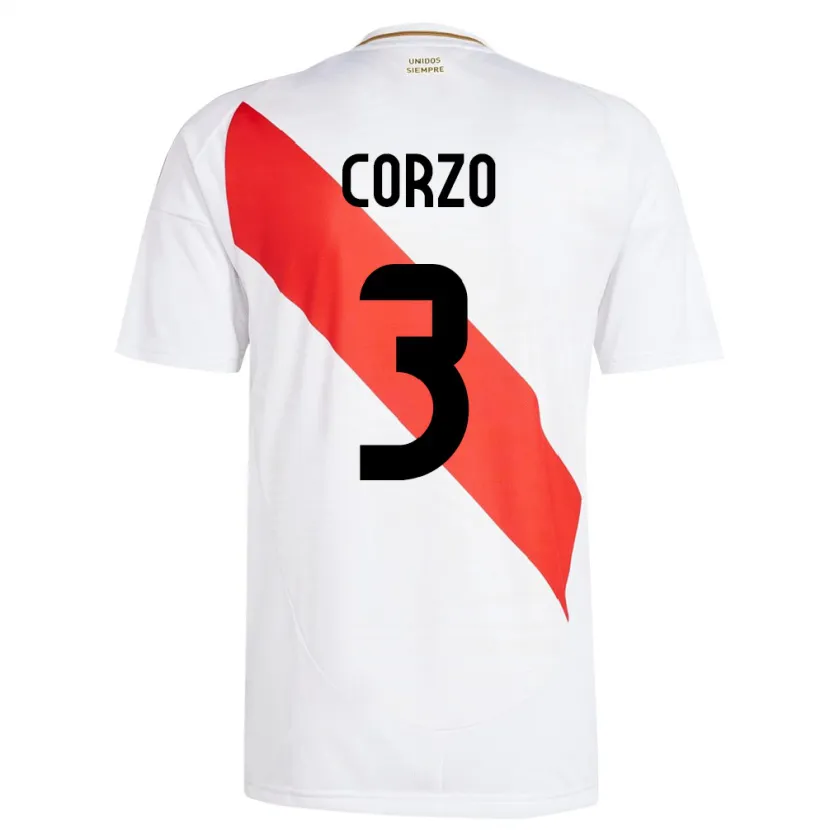 Danxen Niño Camiseta Perú Aldo Corzo #3 Blanco 1ª Equipación 24-26 La Camisa México