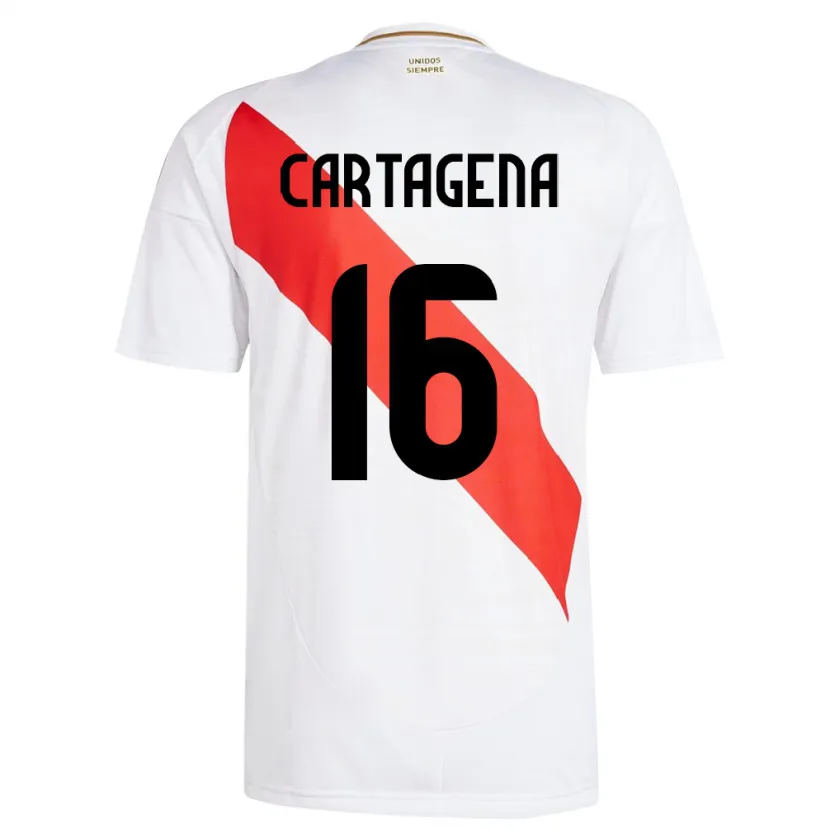 Danxen Niño Camiseta Perú Wilder Cartagena #16 Blanco 1ª Equipación 24-26 La Camisa México