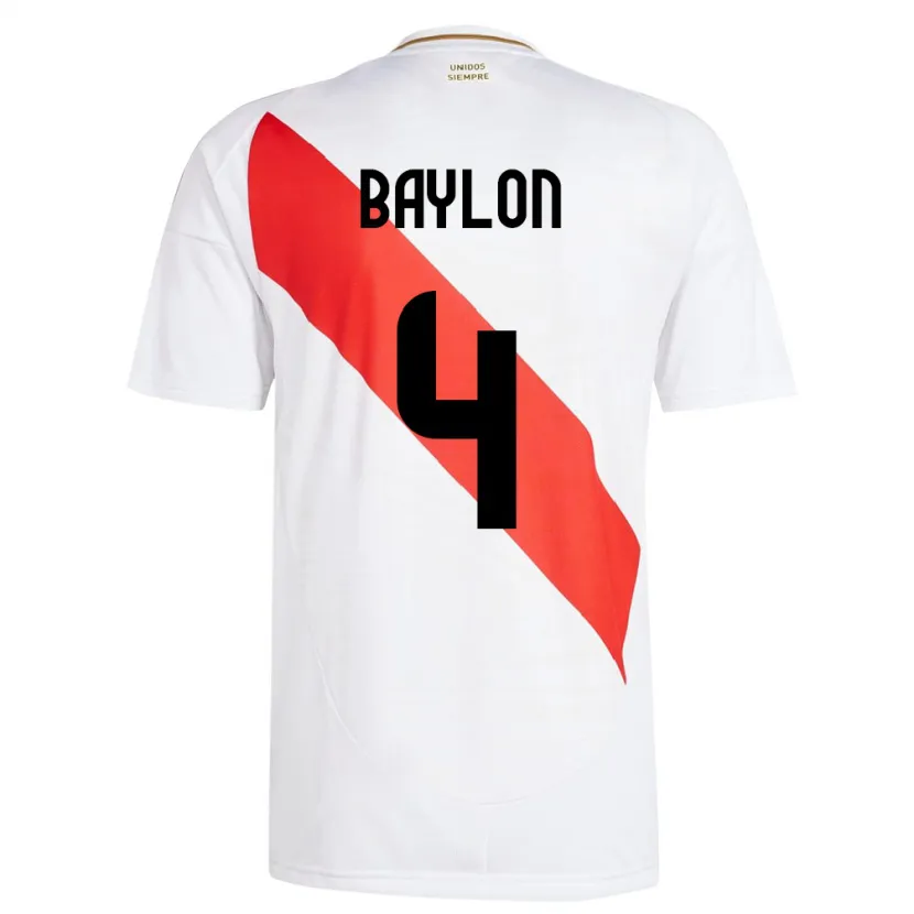 Danxen Niño Camiseta Perú Luis Baylón #4 Blanco 1ª Equipación 24-26 La Camisa México