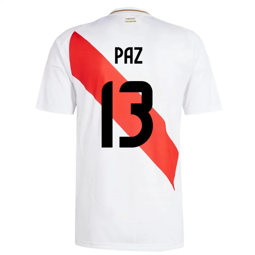 Danxen Niño Camiseta Perú Braidy Paz #13 Blanco 1ª Equipación 24-26 La Camisa México